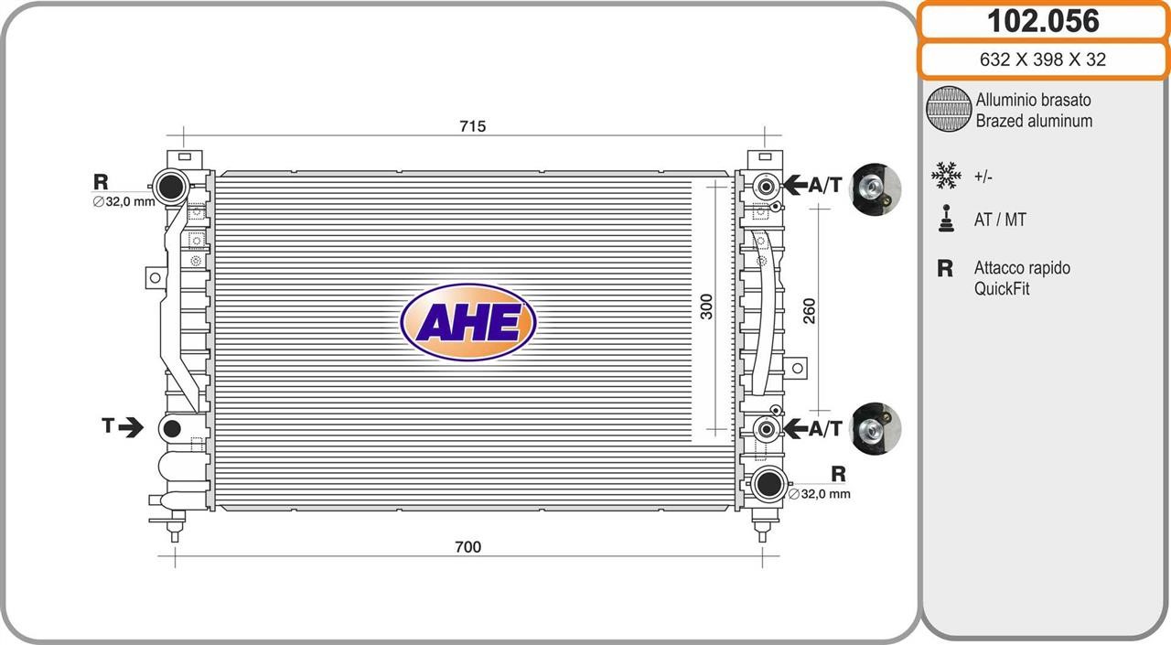 AHE 102.056 Radiator, engine cooling 102056: Buy near me in Poland at 2407.PL - Good price!