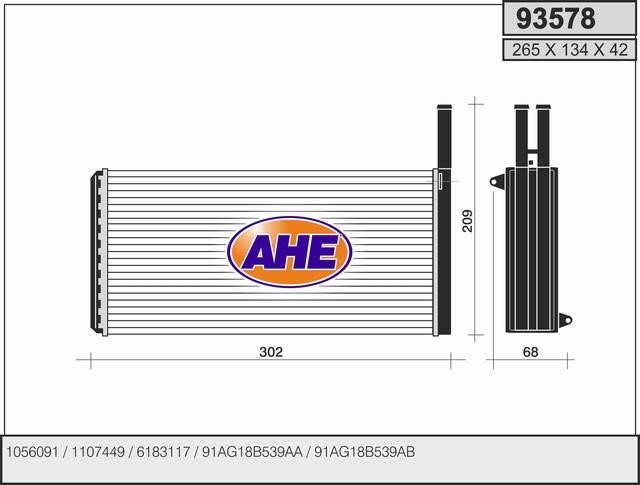 AHE 93578 Heat exchanger, interior heating 93578: Buy near me in Poland at 2407.PL - Good price!