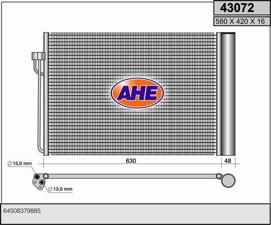 AHE 43072 Радиатор кондиционера (Конденсатор) 43072: Купить в Польше - Отличная цена на 2407.PL!