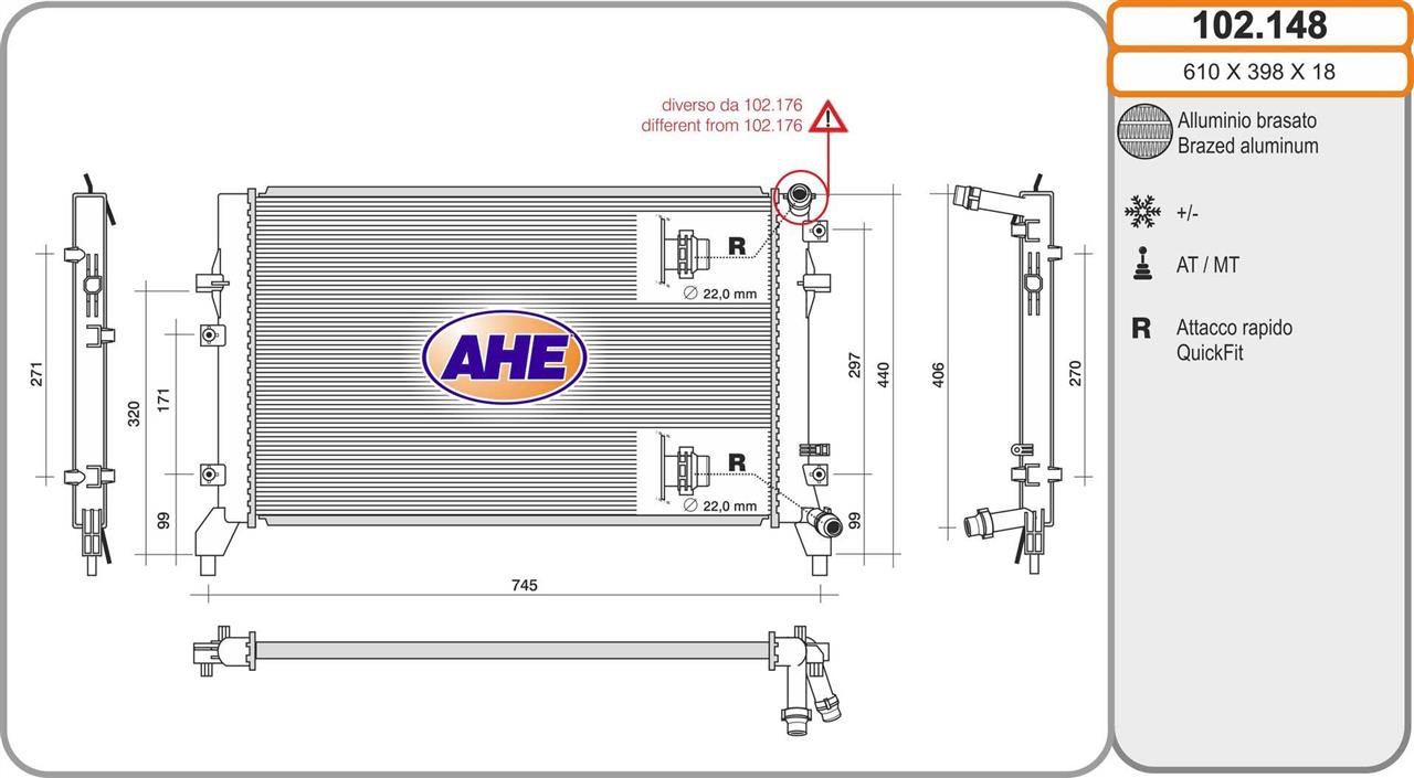 AHE 102.148 Radiator, engine cooling 102148: Buy near me at 2407.PL in Poland at an Affordable price!