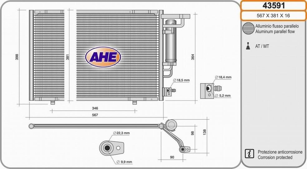 AHE 43591 Радиатор кондиционера (Конденсатор) 43591: Купить в Польше - Отличная цена на 2407.PL!