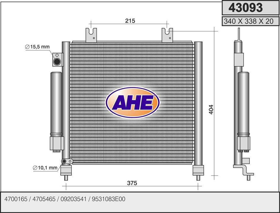 AHE 43093 Радиатор кондиционера (Конденсатор) 43093: Отличная цена - Купить в Польше на 2407.PL!