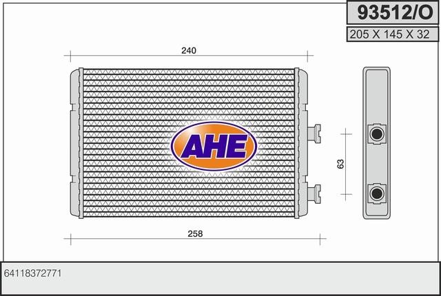 AHE 93512/O Радиатор отопителя салона 93512O: Отличная цена - Купить в Польше на 2407.PL!