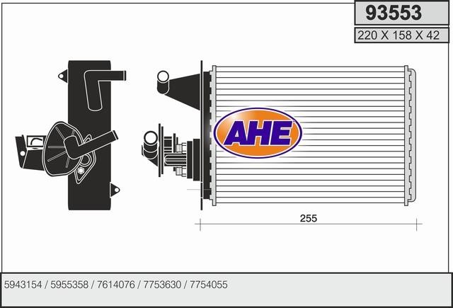 AHE 93553 Heat exchanger, interior heating 93553: Buy near me in Poland at 2407.PL - Good price!