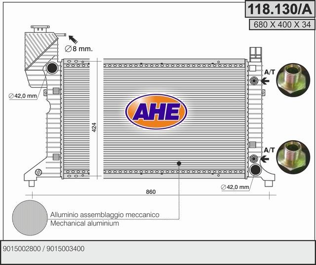 AHE 118.130/A Radiator, engine cooling 118130A: Buy near me in Poland at 2407.PL - Good price!