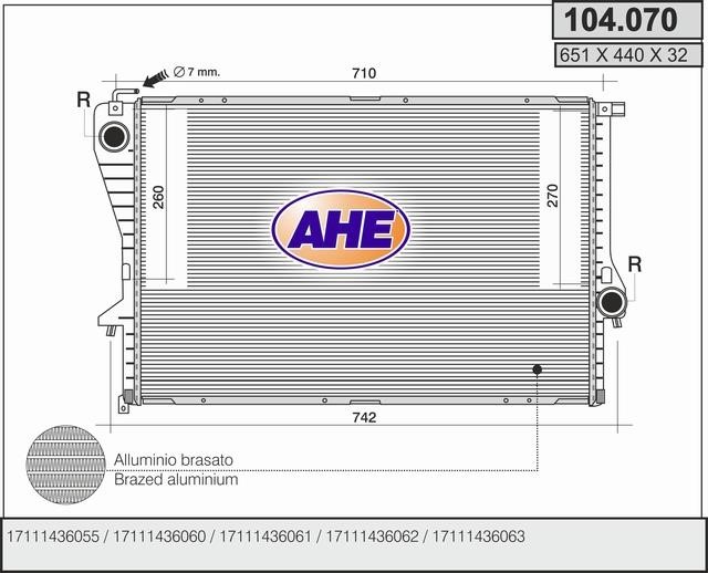 AHE 104.070 Kühler motorkühlung 104070: Kaufen Sie zu einem guten Preis in Polen bei 2407.PL!