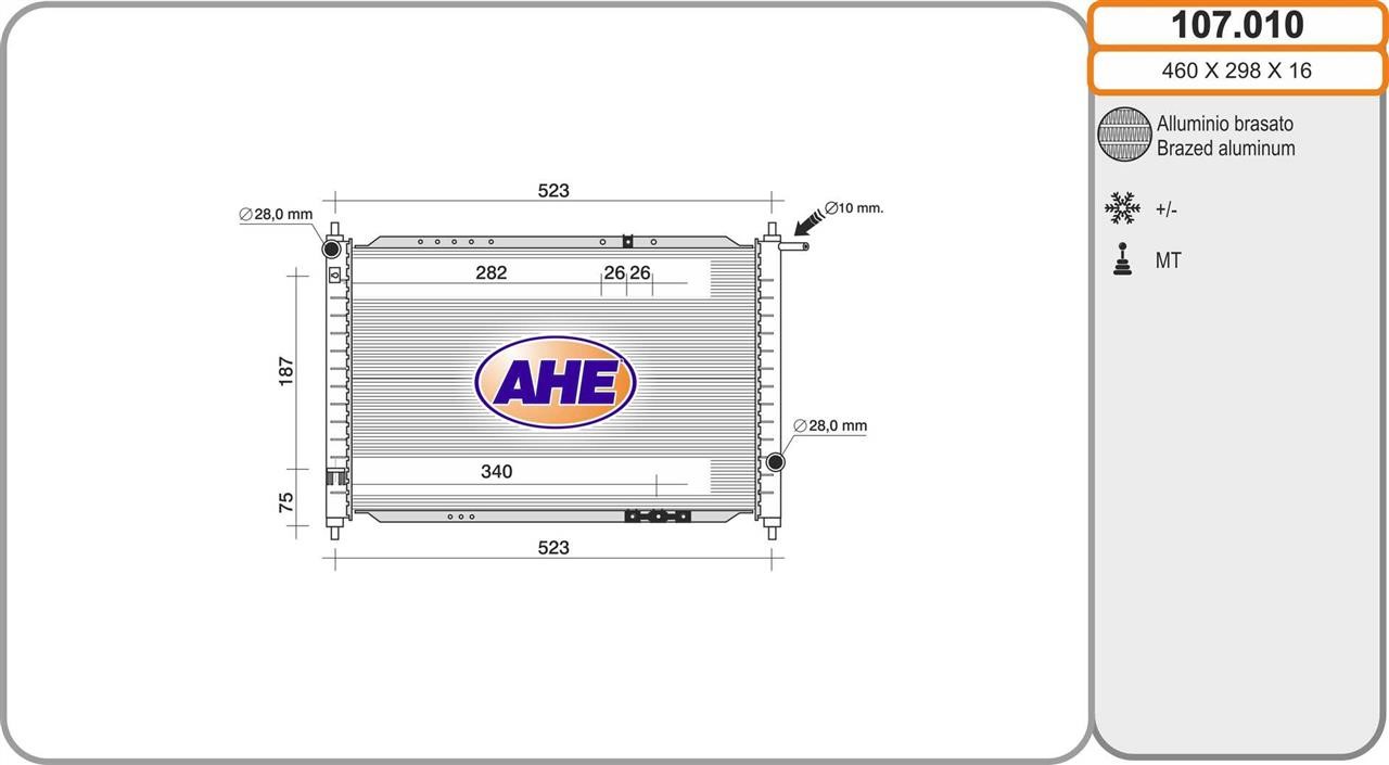 AHE 107.010 Radiator, engine cooling 107010: Buy near me in Poland at 2407.PL - Good price!