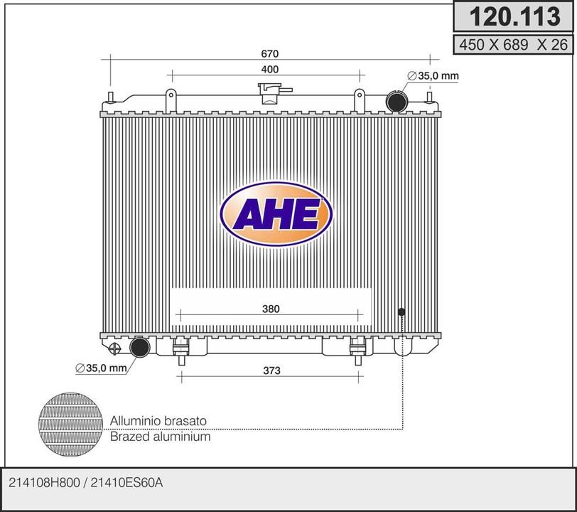 AHE 120.113 Radiator, engine cooling 120113: Buy near me in Poland at 2407.PL - Good price!