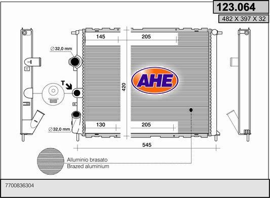 AHE 123.064 Radiator, engine cooling 123064: Buy near me in Poland at 2407.PL - Good price!