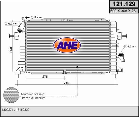 AHE 121.129 Radiator, engine cooling 121129: Buy near me in Poland at 2407.PL - Good price!