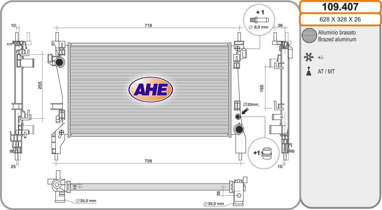 AHE 109.407 Kühler motorkühlung 109407: Kaufen Sie zu einem guten Preis in Polen bei 2407.PL!