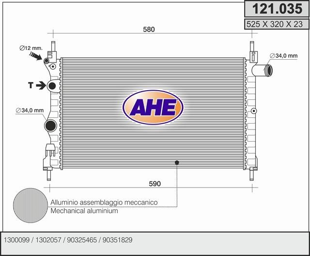 AHE 121.035 Radiator, engine cooling 121035: Buy near me in Poland at 2407.PL - Good price!