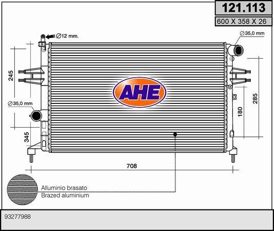 AHE 121.113 Radiator, engine cooling 121113: Buy near me in Poland at 2407.PL - Good price!