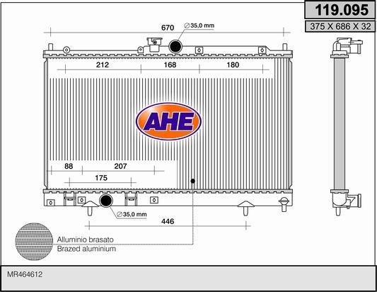 AHE 119.095 Radiator, engine cooling 119095: Buy near me in Poland at 2407.PL - Good price!