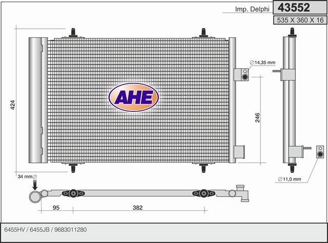 AHE 43552 Радиатор кондиционера (Конденсатор) 43552: Отличная цена - Купить в Польше на 2407.PL!
