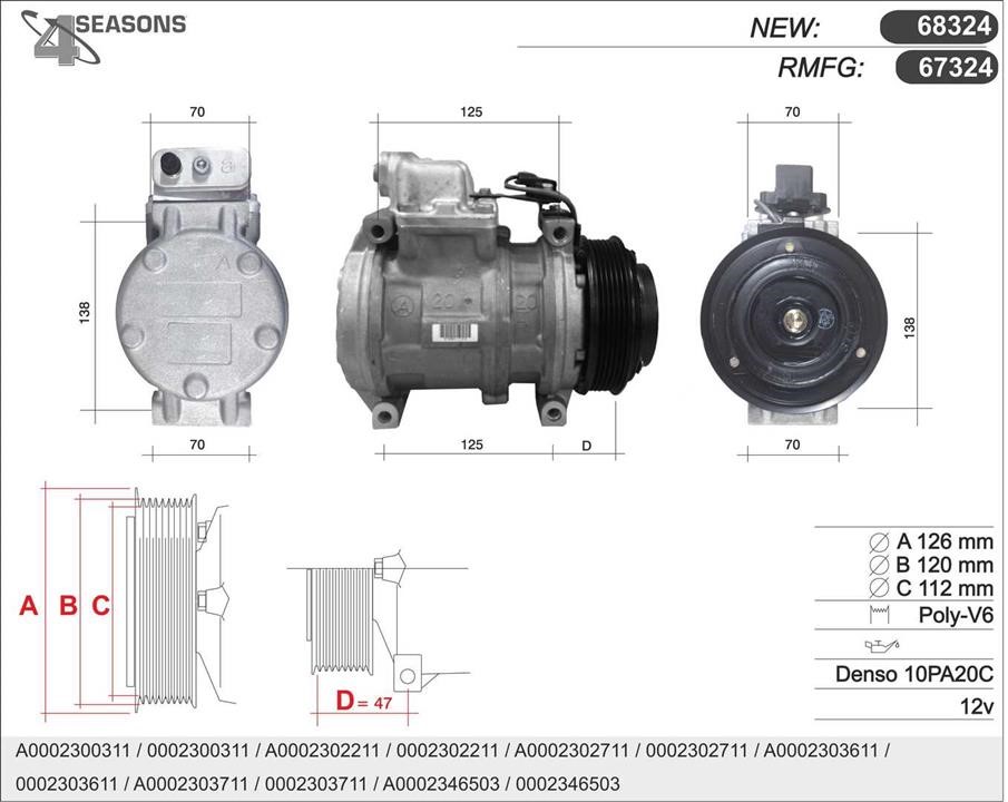 AHE 67324 Compressor, air conditioning 67324: Buy near me in Poland at 2407.PL - Good price!