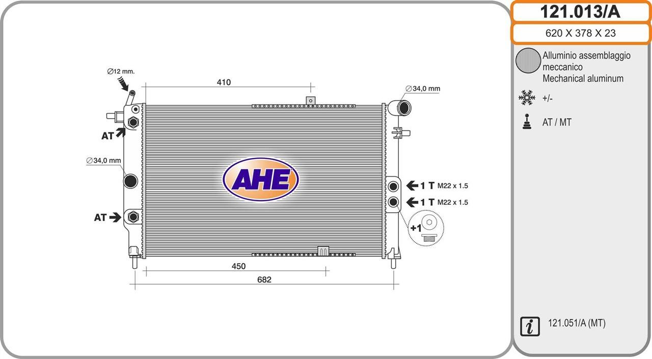 AHE 121.013/A Radiator, engine cooling 121013A: Buy near me in Poland at 2407.PL - Good price!