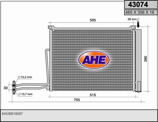 AHE 43074 Радиатор кондиционера (Конденсатор) 43074: Отличная цена - Купить в Польше на 2407.PL!