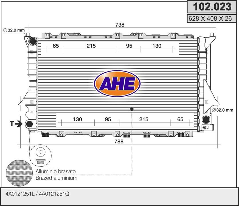 AHE 102.023 Радіатор, система охолодження двигуна 102023: Приваблива ціна - Купити у Польщі на 2407.PL!