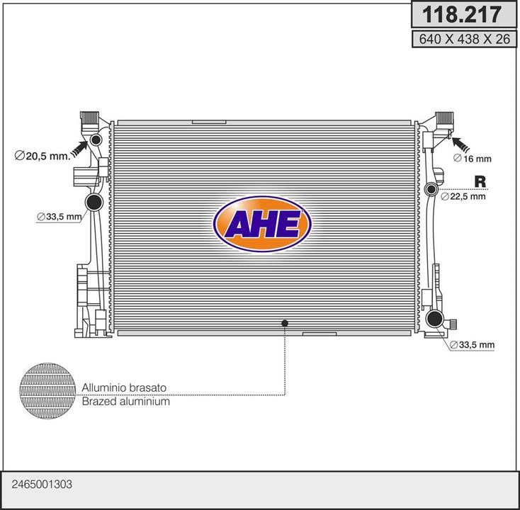 AHE 118217 Radiator, engine cooling 118217: Buy near me in Poland at 2407.PL - Good price!