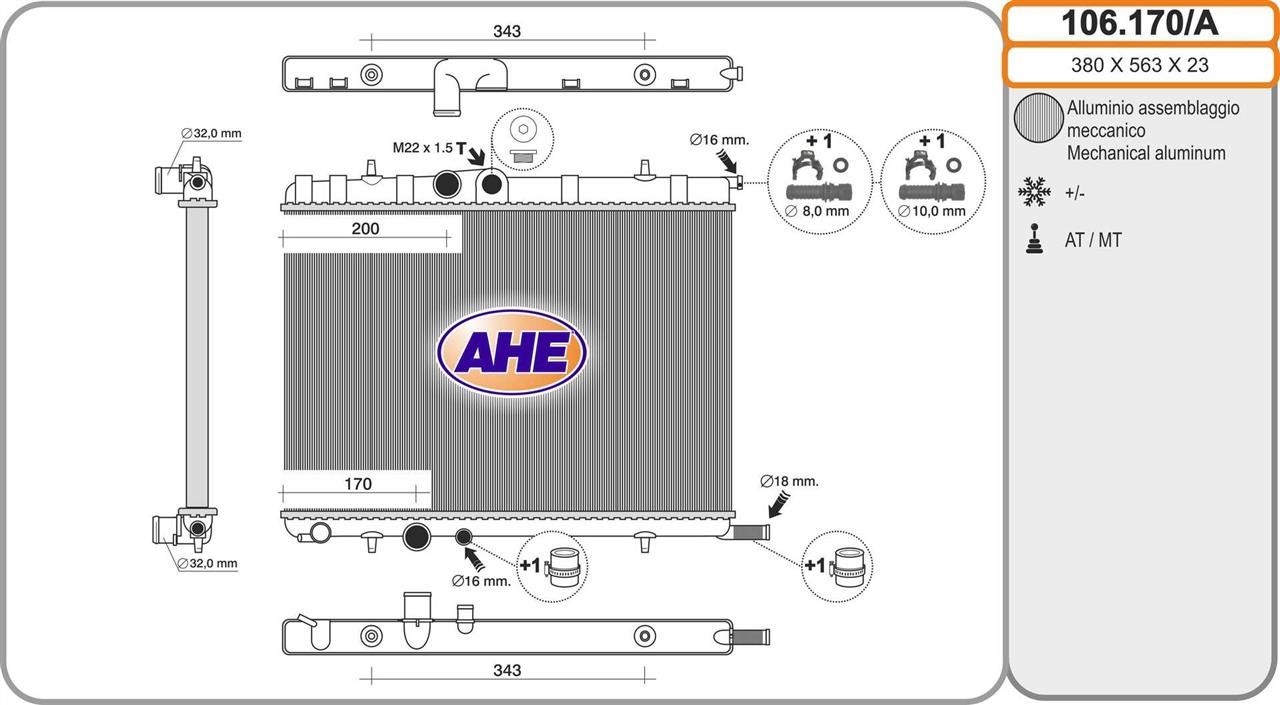 AHE 106.170/A Radiator, engine cooling 106170A: Buy near me in Poland at 2407.PL - Good price!