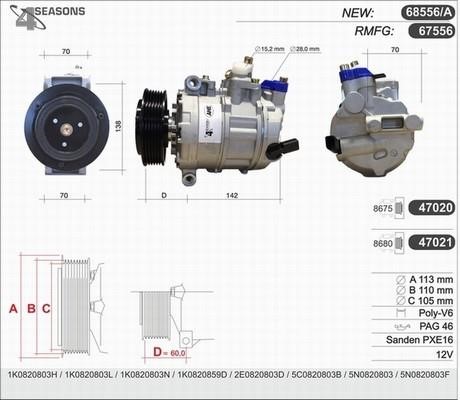 AHE 68556/A Compressor, air conditioning 68556A: Buy near me in Poland at 2407.PL - Good price!