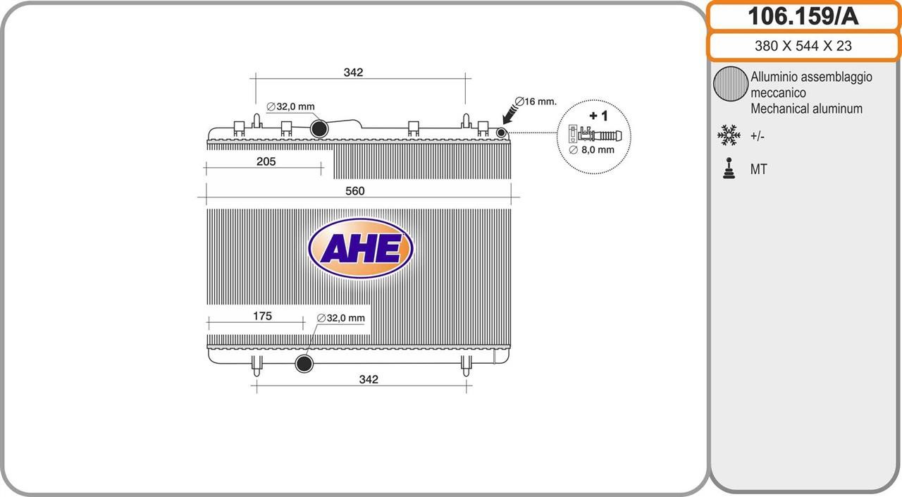 AHE 106.159/A Radiator, engine cooling 106159A: Buy near me in Poland at 2407.PL - Good price!
