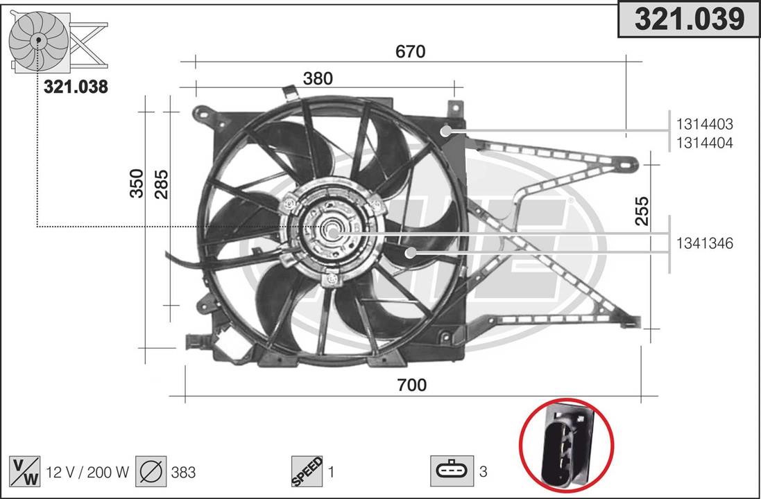 AHE 321.039 Fan, radiator 321039: Buy near me in Poland at 2407.PL - Good price!