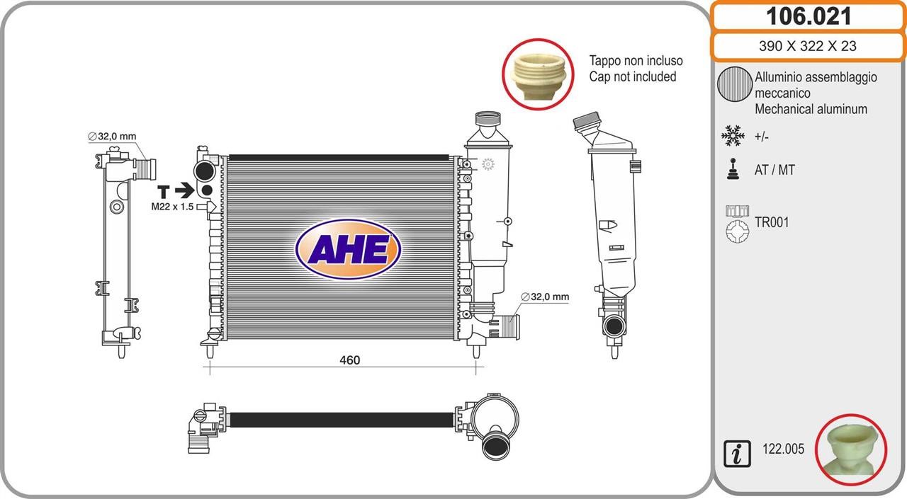 AHE 106.021 Kühler motorkühlung 106021: Kaufen Sie zu einem guten Preis in Polen bei 2407.PL!