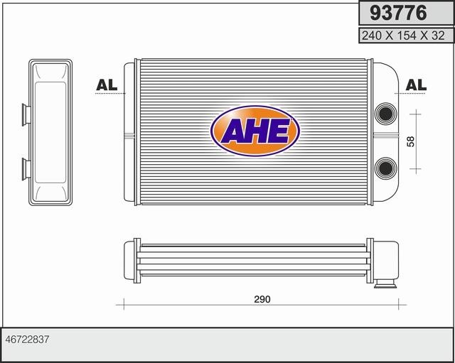 AHE 93776 Радиатор отопителя салона 93776: Отличная цена - Купить в Польше на 2407.PL!