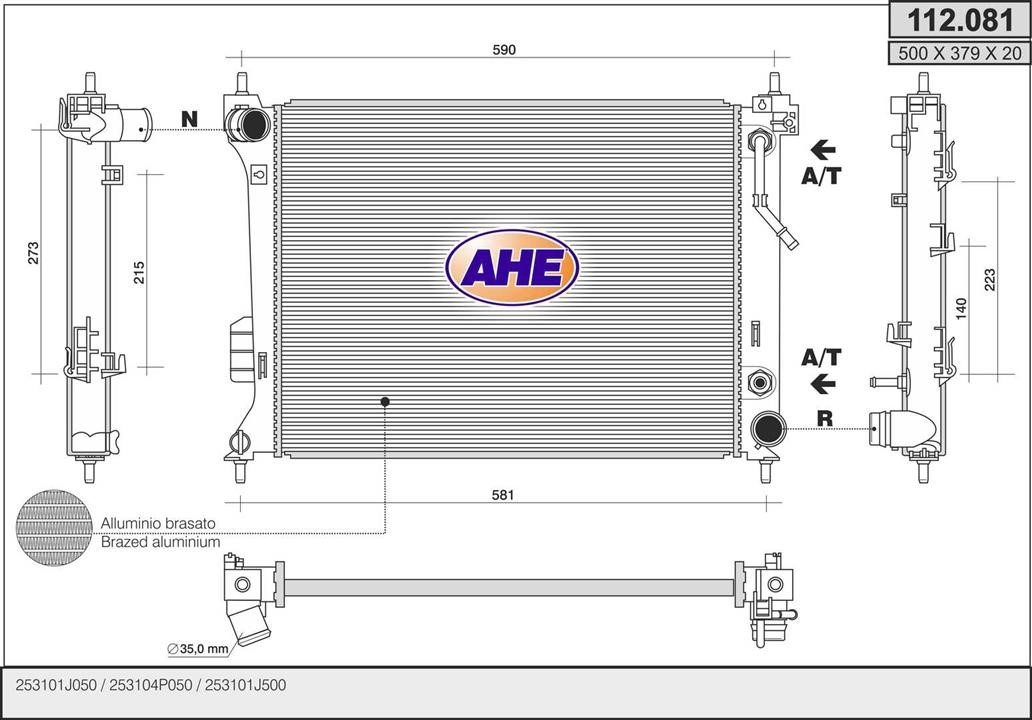 AHE 112.081 Радіатор, система охолодження двигуна 112081: Приваблива ціна - Купити у Польщі на 2407.PL!