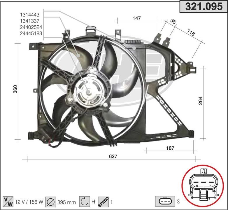 AHE 321.095 Вентилятор, система охолодження двигуна 321095: Приваблива ціна - Купити у Польщі на 2407.PL!