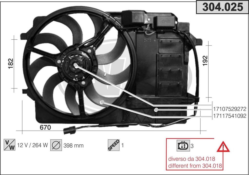 AHE 304.025 Вентилятор, система охолодження двигуна 304025: Приваблива ціна - Купити у Польщі на 2407.PL!
