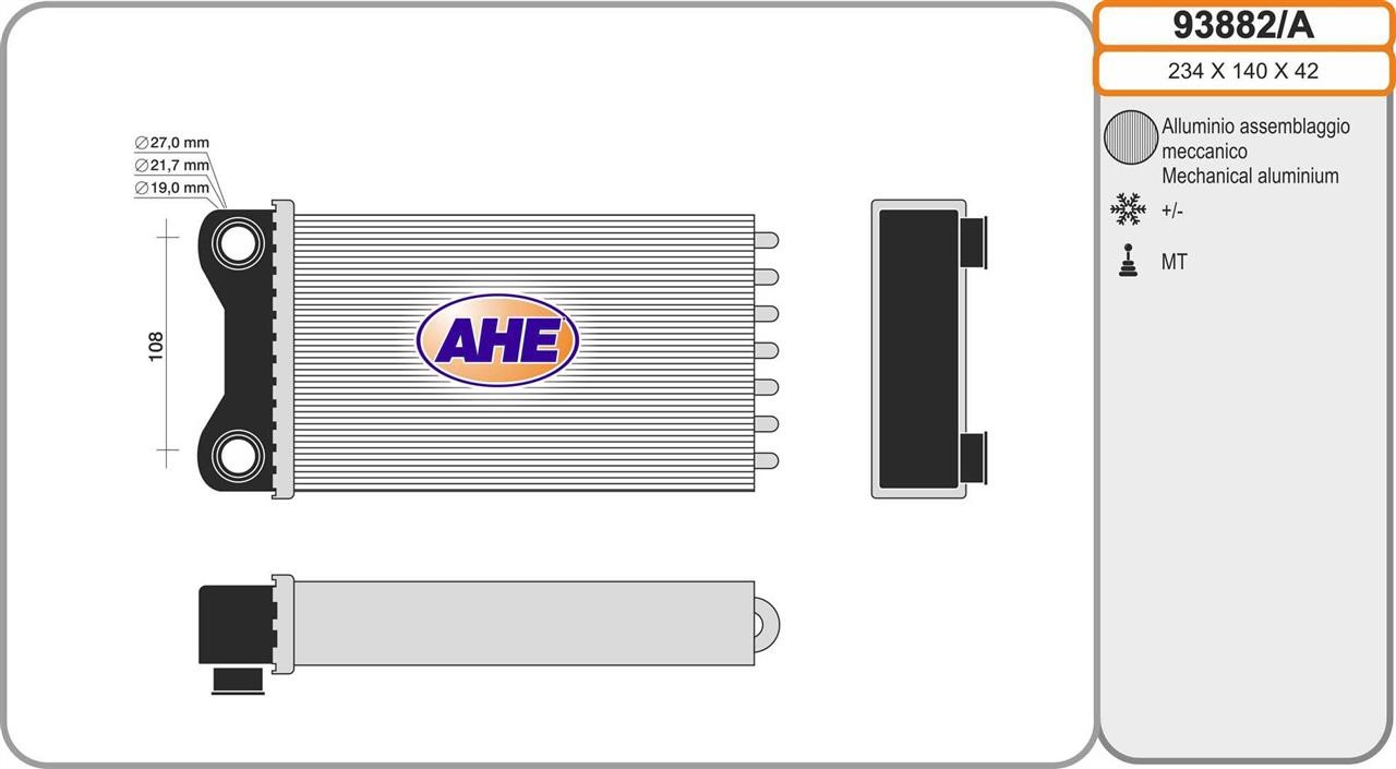 AHE 93882/A Heat exchanger, interior heating 93882A: Buy near me in Poland at 2407.PL - Good price!
