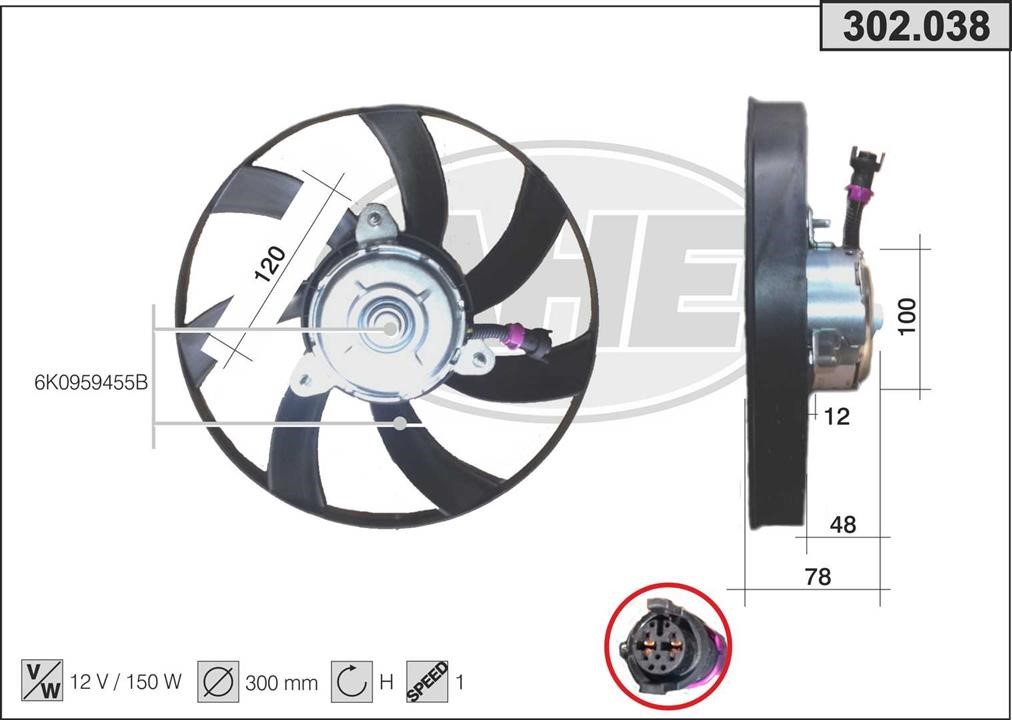 AHE 302.038 Fan, radiator 302038: Buy near me in Poland at 2407.PL - Good price!