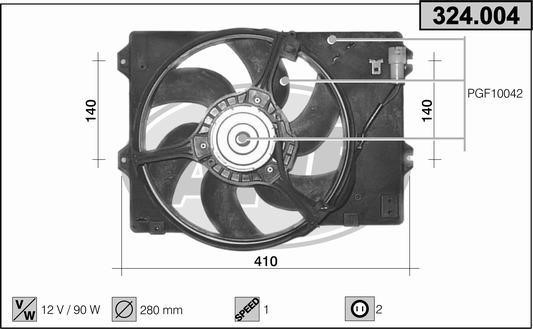 AHE 324.004 Fan, radiator 324004: Buy near me in Poland at 2407.PL - Good price!
