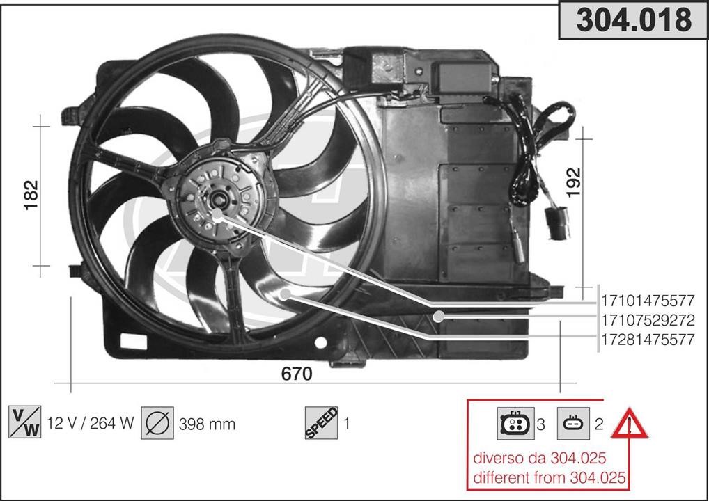 AHE 304.018 Вентилятор, система охолодження двигуна 304018: Приваблива ціна - Купити у Польщі на 2407.PL!