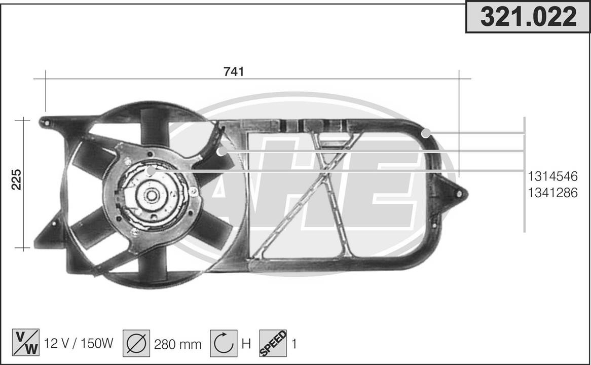 AHE 321.022 Вентилятор, система охолодження двигуна 321022: Приваблива ціна - Купити у Польщі на 2407.PL!