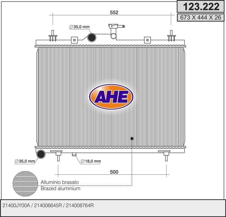 AHE 123.222 Radiator, engine cooling 123222: Buy near me in Poland at 2407.PL - Good price!