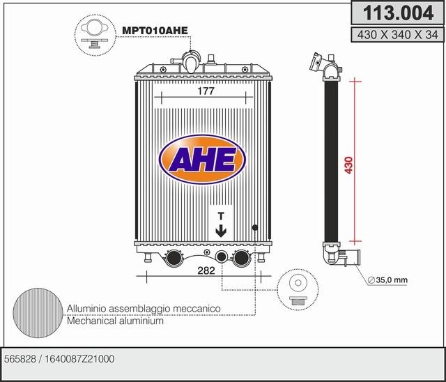 AHE 113.004 Radiator, engine cooling 113004: Buy near me in Poland at 2407.PL - Good price!