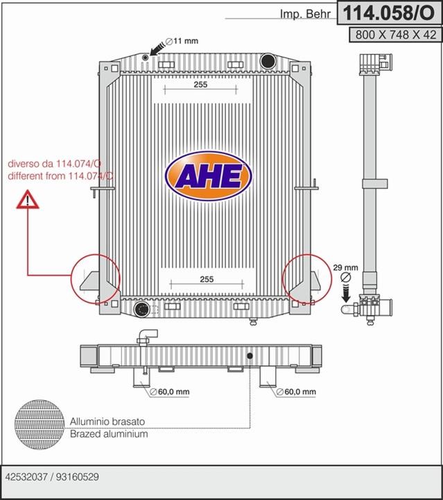 AHE 114.058/O Радиатор охлаждения двигателя 114058O: Отличная цена - Купить в Польше на 2407.PL!