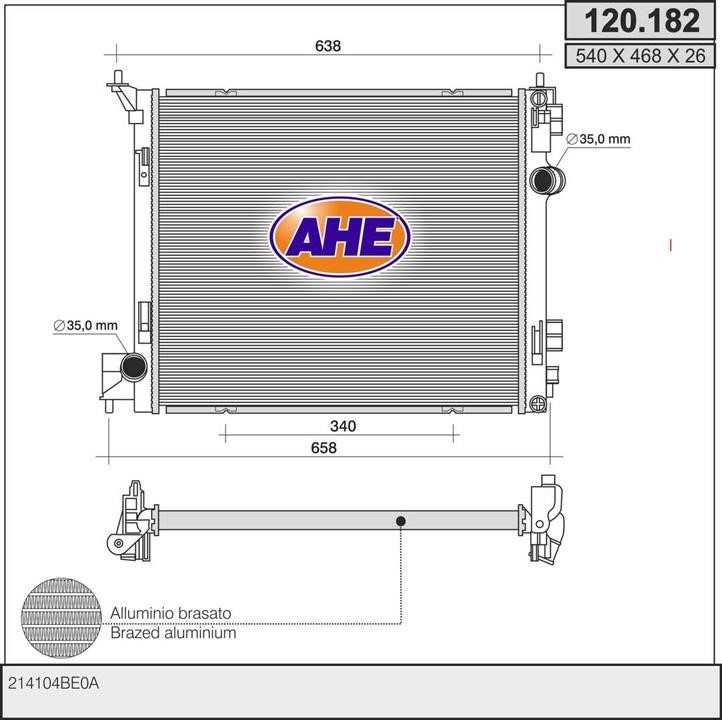 AHE 120.182 Radiator, engine cooling 120182: Buy near me in Poland at 2407.PL - Good price!