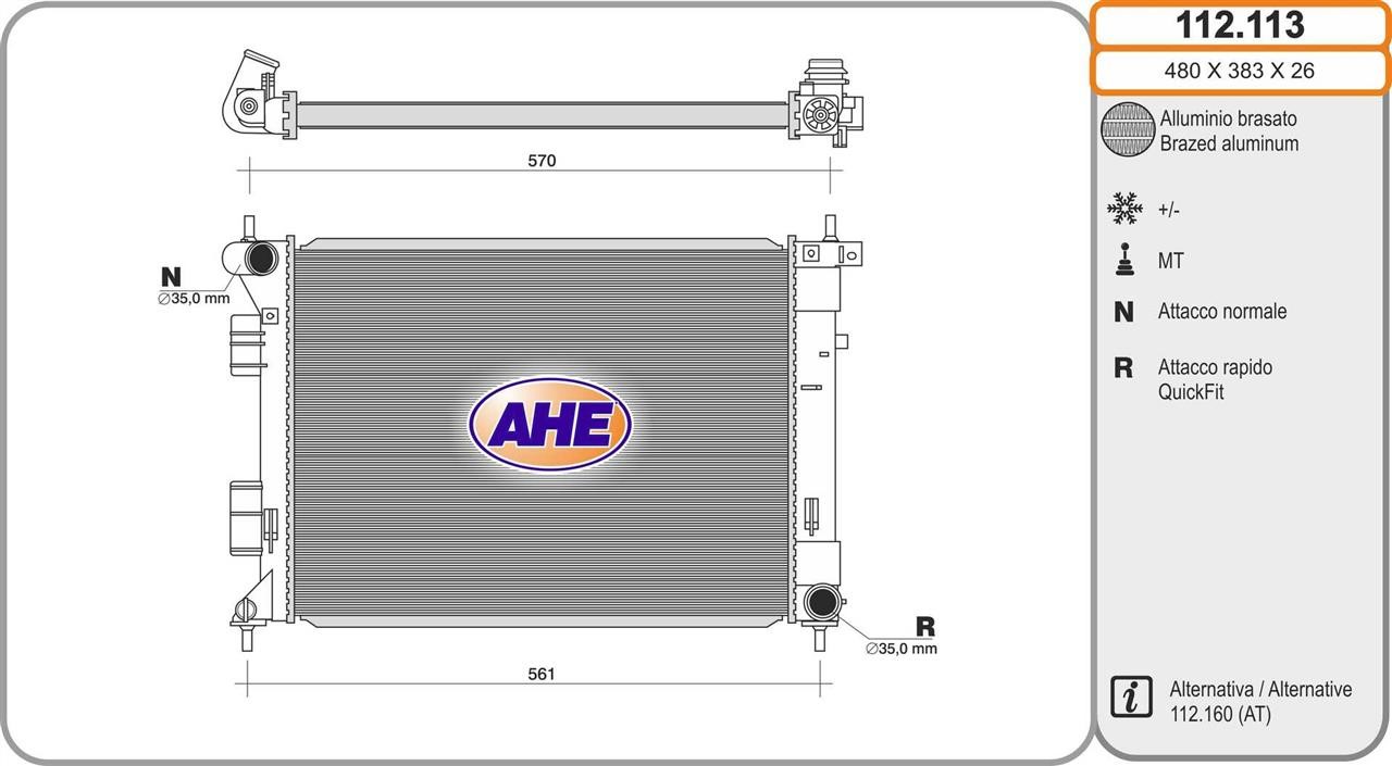 AHE 112.113 Radiator, engine cooling 112113: Buy near me in Poland at 2407.PL - Good price!