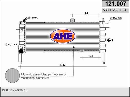 AHE 121.007 Radiator, engine cooling 121007: Buy near me in Poland at 2407.PL - Good price!