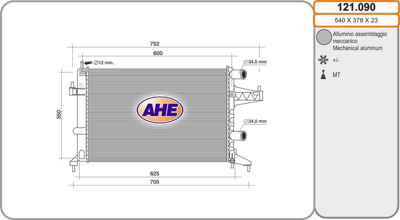 AHE 121.090 Radiator, engine cooling 121090: Buy near me in Poland at 2407.PL - Good price!