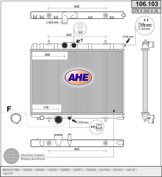 AHE 106.103 Radiator, engine cooling 106103: Buy near me in Poland at 2407.PL - Good price!