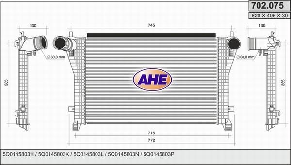 AHE 702.075 Intercooler, charger 702075: Buy near me in Poland at 2407.PL - Good price!
