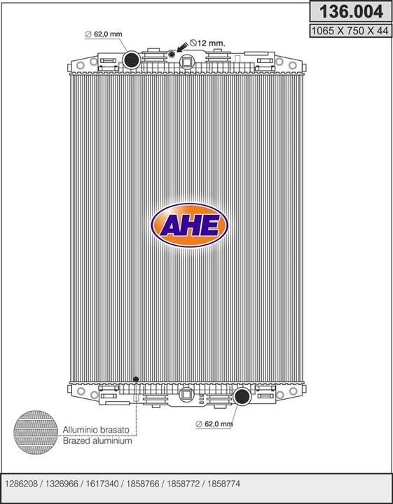 AHE 136.004 Radiator, engine cooling 136004: Buy near me in Poland at 2407.PL - Good price!