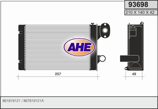 AHE 93698 Heat exchanger, interior heating 93698: Buy near me in Poland at 2407.PL - Good price!
