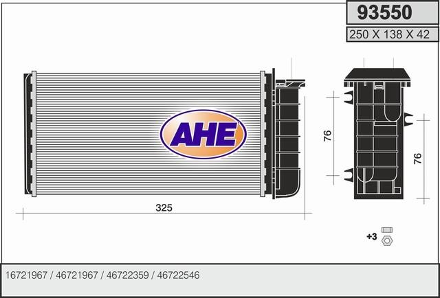 AHE 93550 Heat exchanger, interior heating 93550: Buy near me in Poland at 2407.PL - Good price!